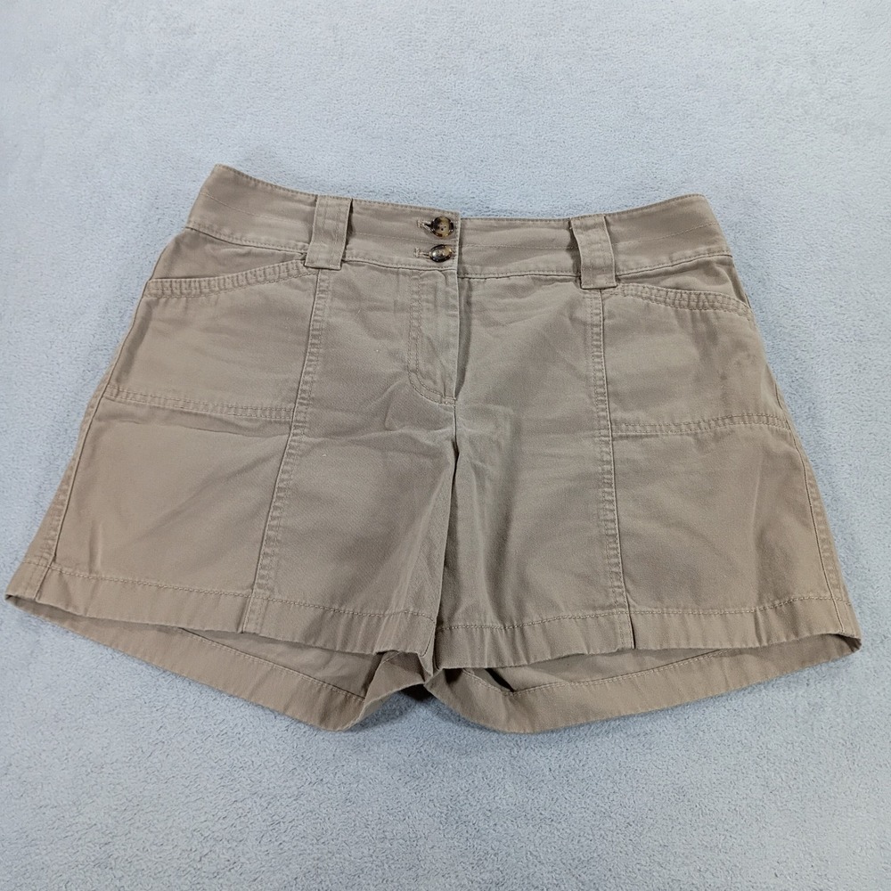 Ann Taylor Womens Signature Fit Shorts Khaki Tan 8 Cotton Utility Pockets